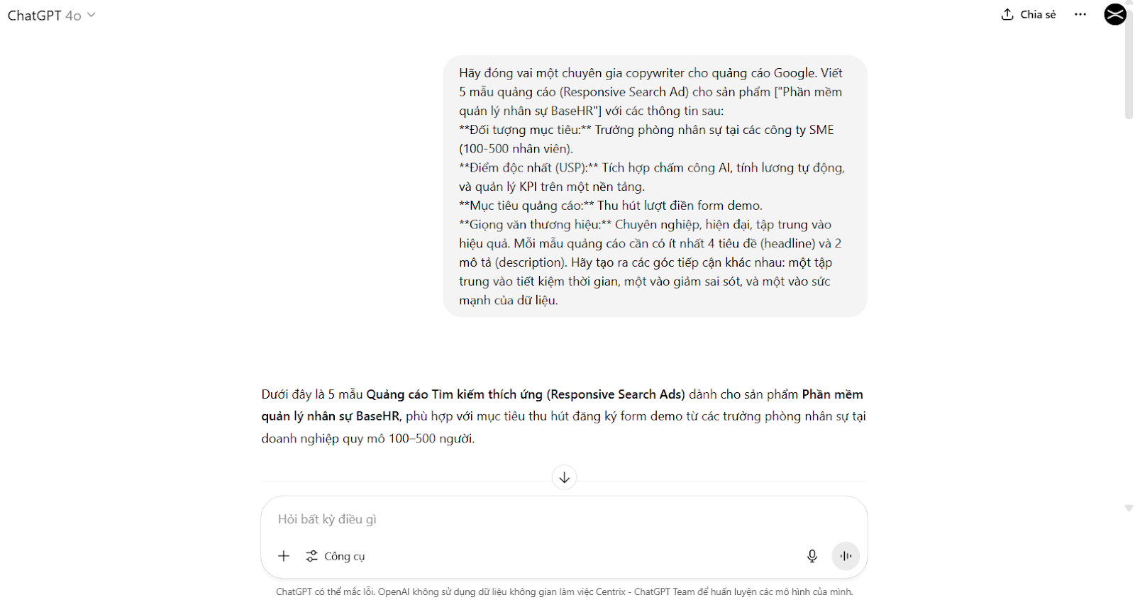 ChatGPT x Google Ads: 5 Prompt Tăng CTR Gấp Đôi - Centrix