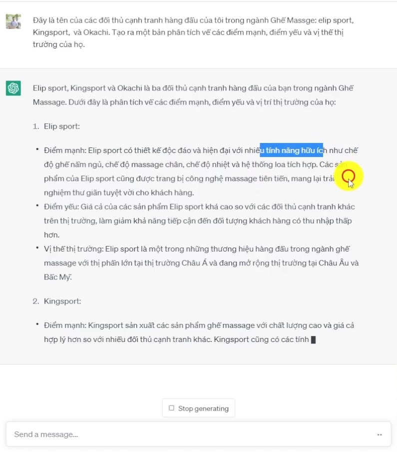 ChatGPT nghiên cứu thị trường