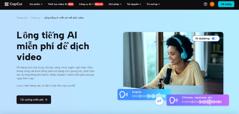 CapCut lồng tiếng AI