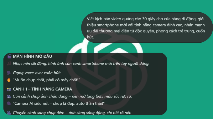 ChatGPT viết kịch bản YouTube