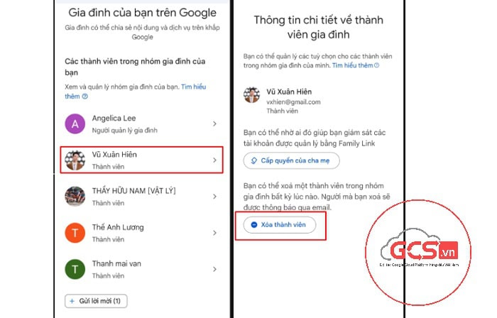 Quản lý thành viên gia đình