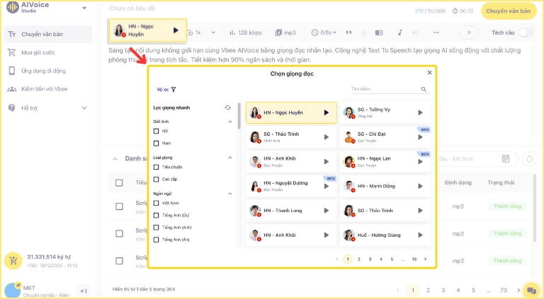 Giọng đọc nhân tạo Vbee