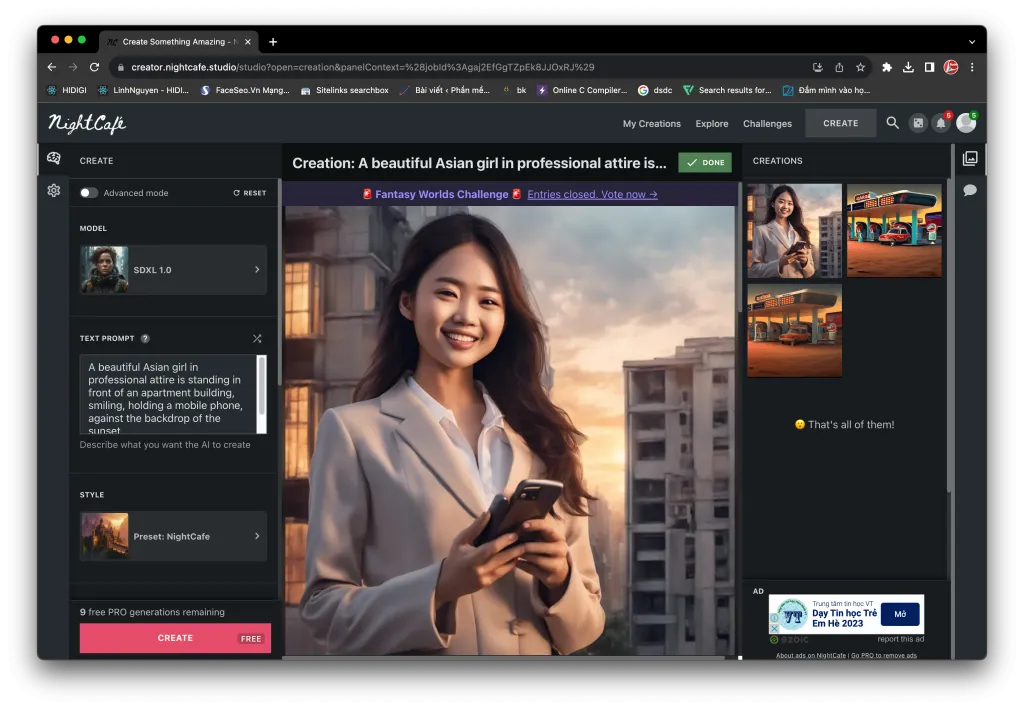 NightCafe AI miễn phí