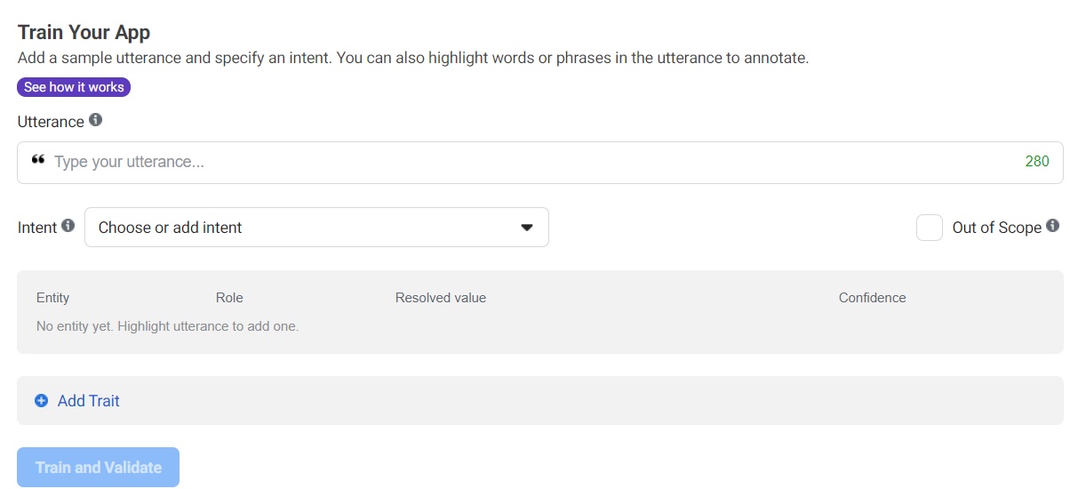 giao diện tạo project wit ai
